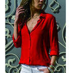 Camicia Da Donna A Maniche Lunghe Con Colletto E Bottoni, immagine 3