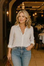Camicia Da Donna Con Bottoni, Collo Classico E Maniche Lunghe, immagine 3
