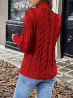 Maglione A Trecce Da Donna Con Collo Alto E Taglio Comodo, immagine 3