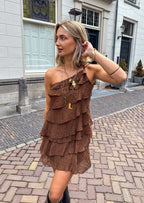 Mini Abito Asimmetrico Da Donna Monospalla Con Volant, immagine 25