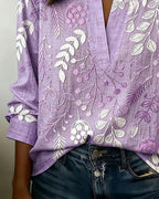 Blusa Floreale Da Donna Con Scollo A V E Maniche Tre Quarti, immagine 2