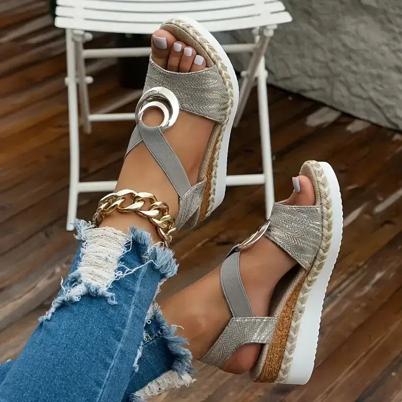 Luna — Sandali Espadrillas Con Zeppa Da Donna, immagine 5