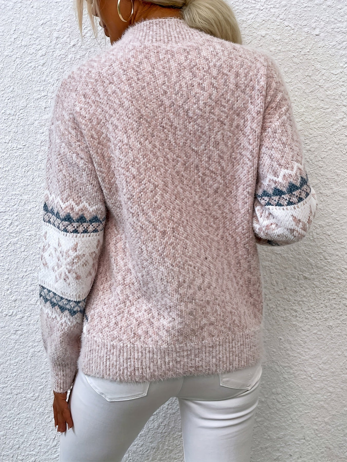 Maglione Con Fiocchi Di Neve Da Donna Con Collo Alto E Taglio Comodo, immagine 10