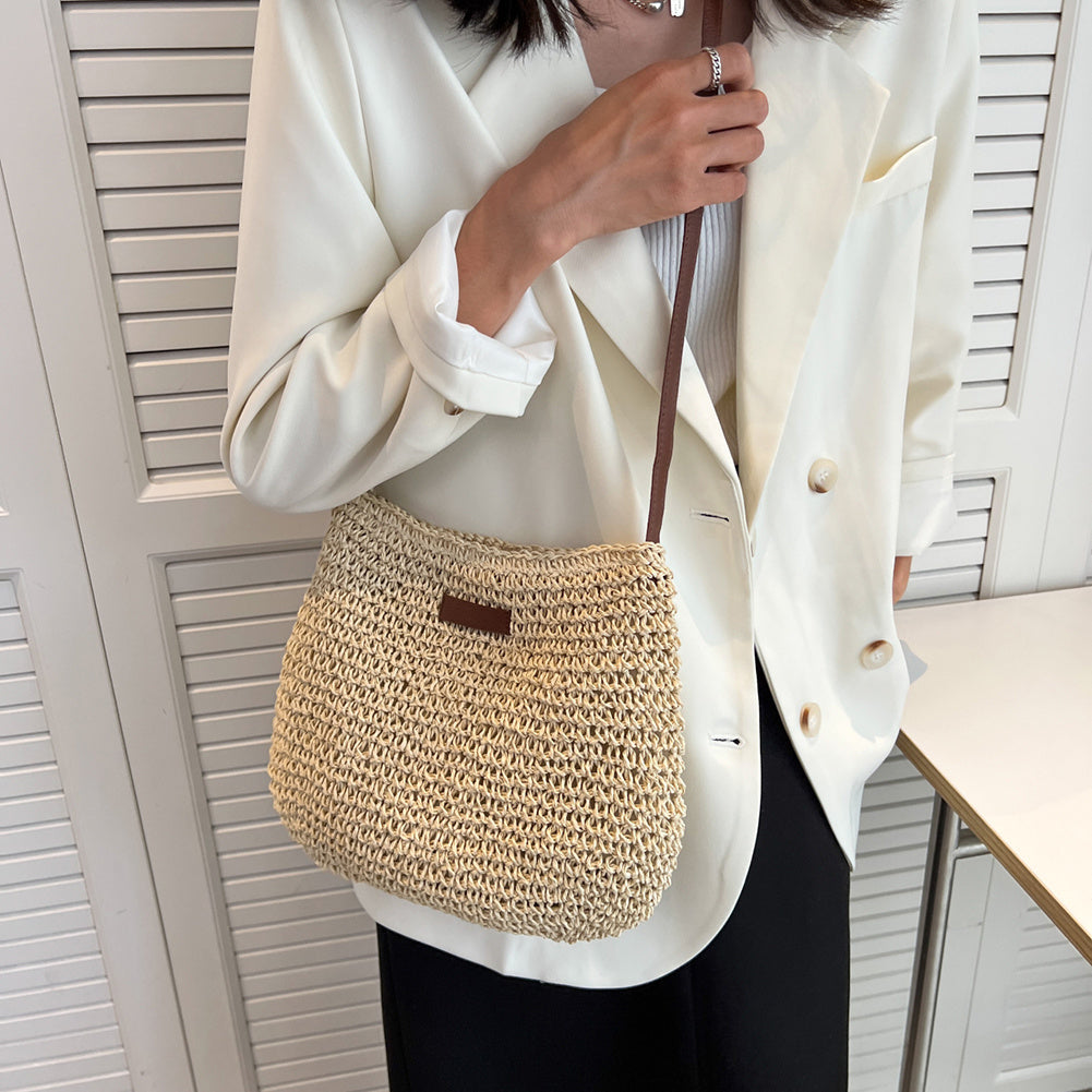 Borsa A Spalla Beige Intrecciata Donna — Taormina, immagine 9