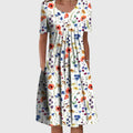 Abito Midi Floreale Da Donna Con Scollo Rotondo E Gonna Svasata, immagine 1