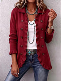 Annunziata | Ruby Red Knit Jacket with Ruffles