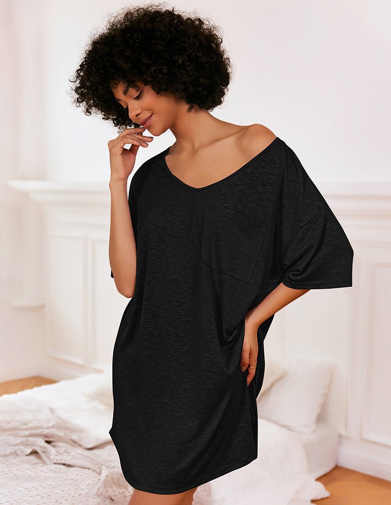 Camicia Da Notte Da Donna Con Scollo A V E Maniche Corte, immagine 1