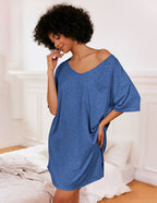 Camicia Da Notte Da Donna Con Scollo A V E Maniche Corte, immagine 9