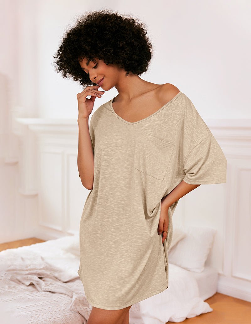 Camicia Da Notte Da Donna Con Scollo A V E Maniche Corte, immagine 6