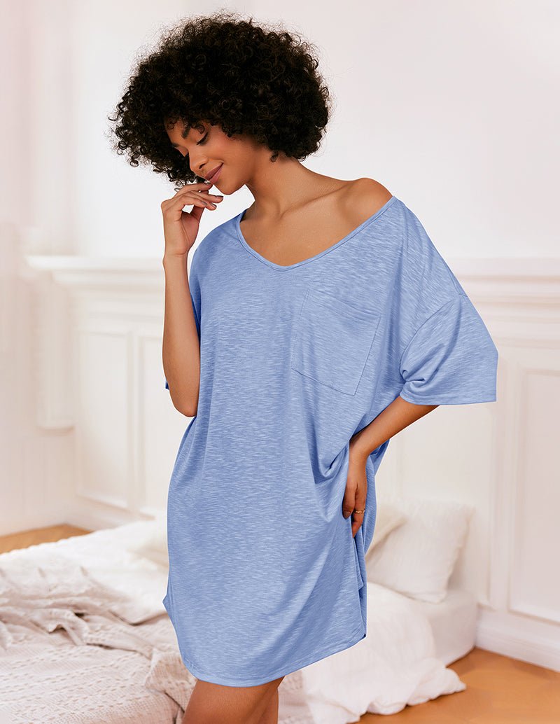 Camicia Da Notte Da Donna Con Scollo A V E Maniche Corte, immagine 4
