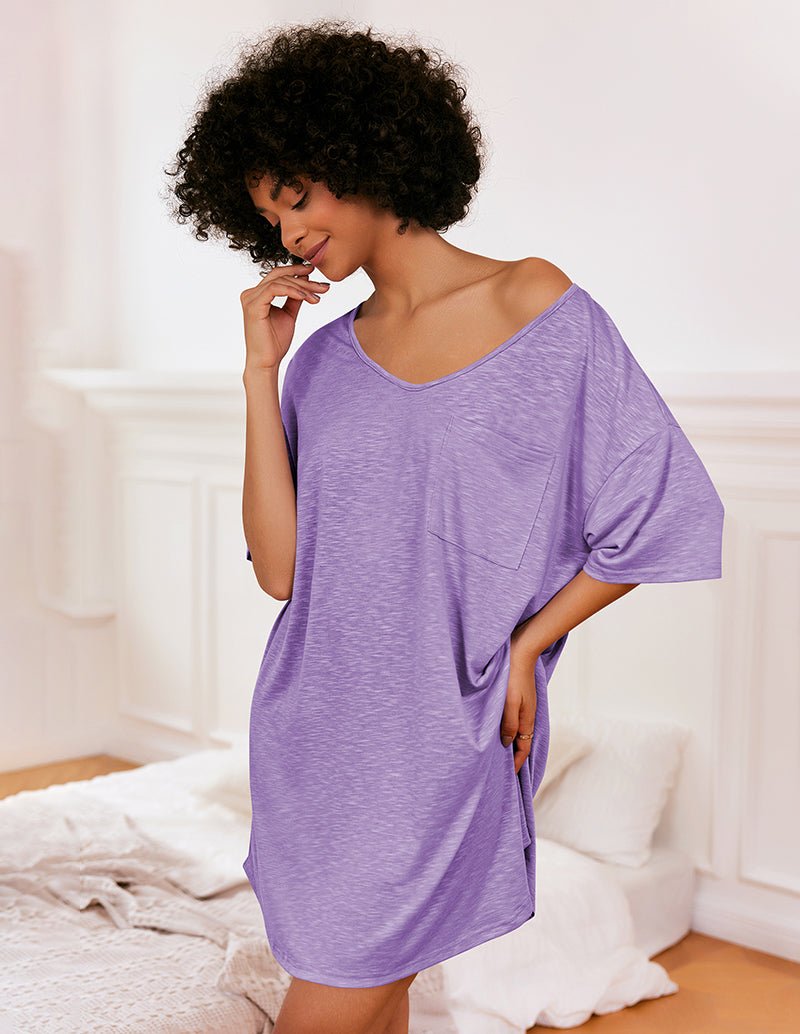 Camicia Da Notte Da Donna Con Scollo A V E Maniche Corte, immagine 10