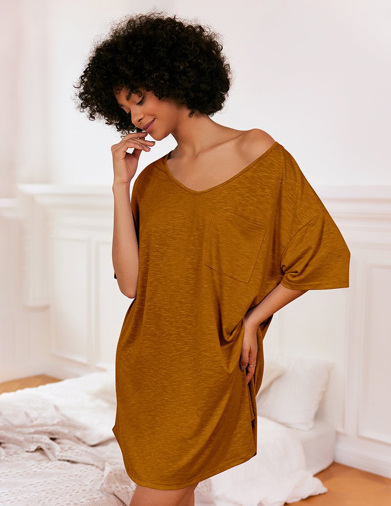 Camicia Da Notte Da Donna Con Scollo A V E Maniche Corte, immagine 5