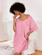 Camicia Da Notte Da Donna Con Scollo A V E Maniche Corte, immagine 7