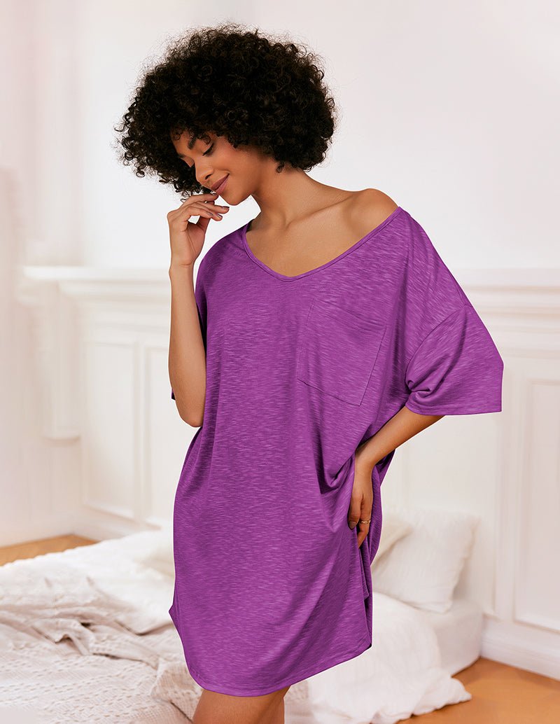 Camicia Da Notte Da Donna Con Scollo A V E Maniche Corte, immagine 11