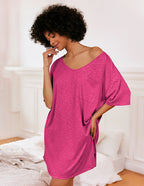 Camicia Da Notte Da Donna Con Scollo A V E Maniche Corte, immagine 12