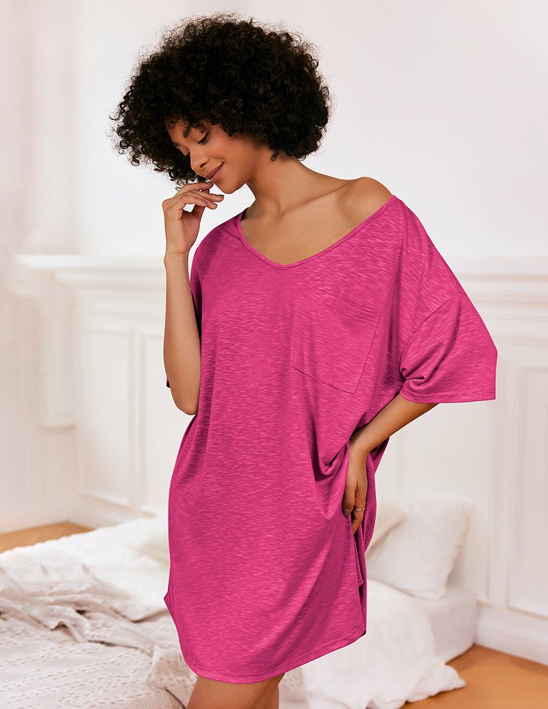 Camicia Da Notte Da Donna Con Scollo A V E Maniche Corte, immagine 12