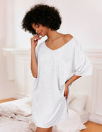 Camicia Da Notte Da Donna Con Scollo A V E Maniche Corte, immagine 13