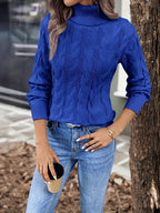 Maglione A Trecce Da Donna Con Collo Alto E Taglio Comodo, immagine 24