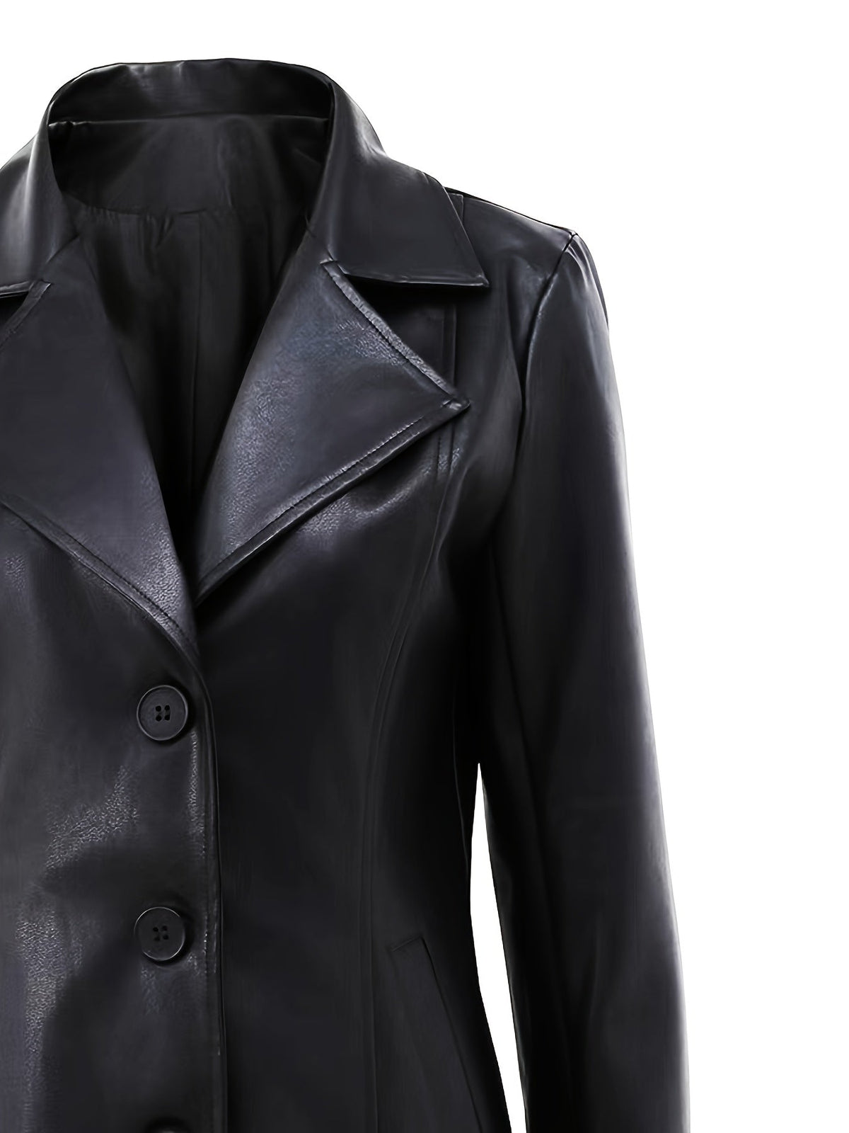 Cappotto Nero Sfiancato Da Donna Con Revers E Lunghezza Midi, immagine 6
