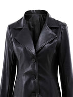 Cappotto Nero Sfiancato Da Donna Con Revers E Lunghezza Midi, immagine 5