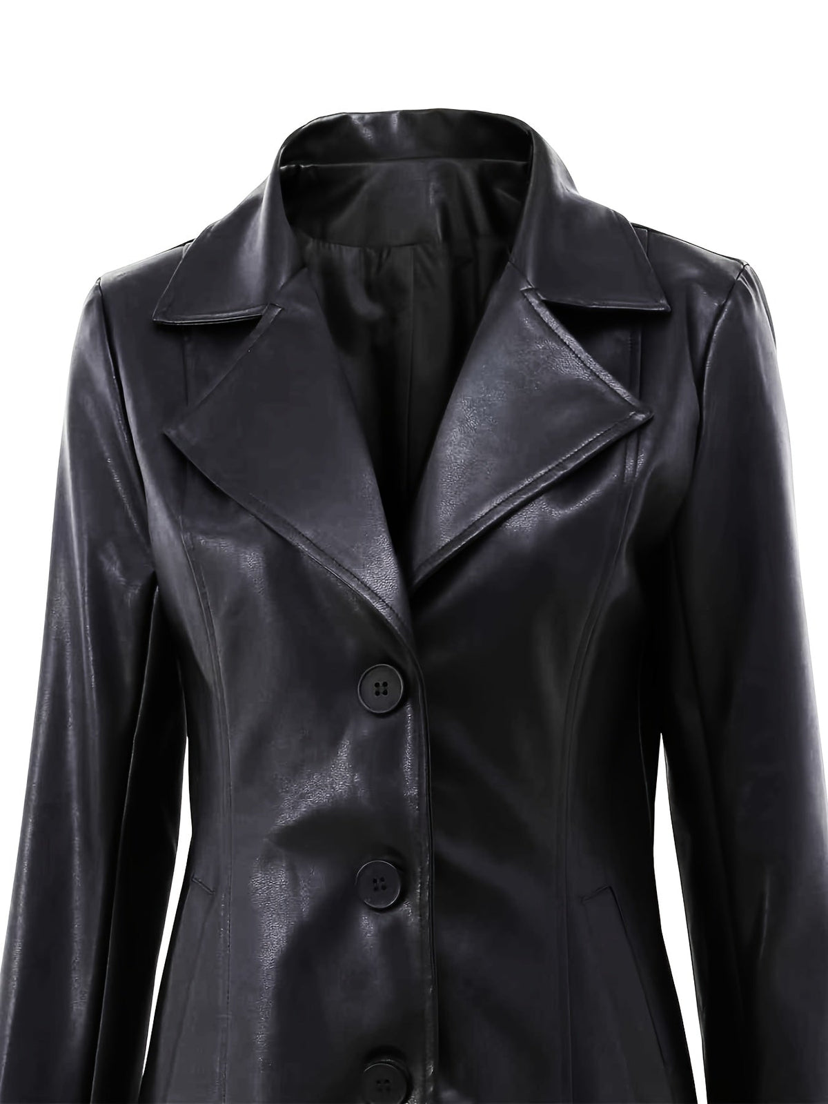 Cappotto Nero Sfiancato Da Donna Con Revers E Lunghezza Midi, immagine 5