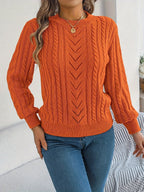 Maglione A Trecce Da Donna Con Girocollo E Maniche Lunghe, immagine 19