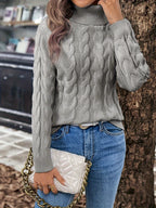 Maglione A Trecce Da Donna Con Collo Alto E Taglio Comodo, immagine 17