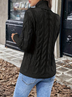 Maglione A Trecce Da Donna Con Collo Alto E Taglio Comodo, immagine 9