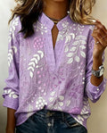 Blusa Floreale Da Donna Con Scollo A V E Maniche Tre Quarti, immagine 1