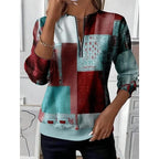 Felpa Color Block Da Donna Con Mezza Zip E Collo Regolabile, immagine 2