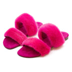 IBIZA - Slipper con doppia fascia in visone (Fucsia)