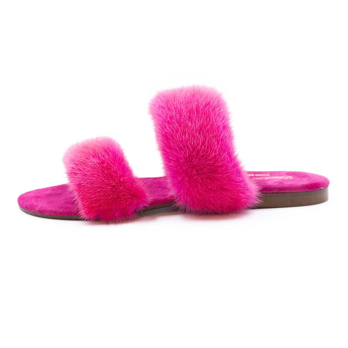 IBIZA - Slipper con doppia fascia in visone (Fucsia)