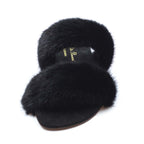 IBIZA - Slipper con doppia fascia in visone (Nero)