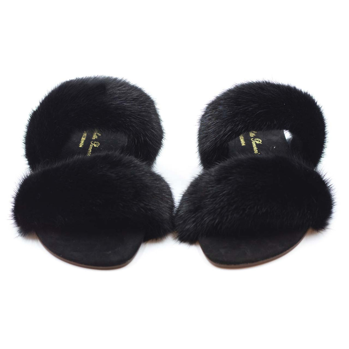 IBIZA - Slipper con doppia fascia in visone (Nero)