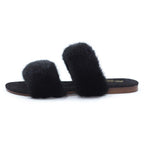 IBIZA - Slipper con doppia fascia in visone (Nero)