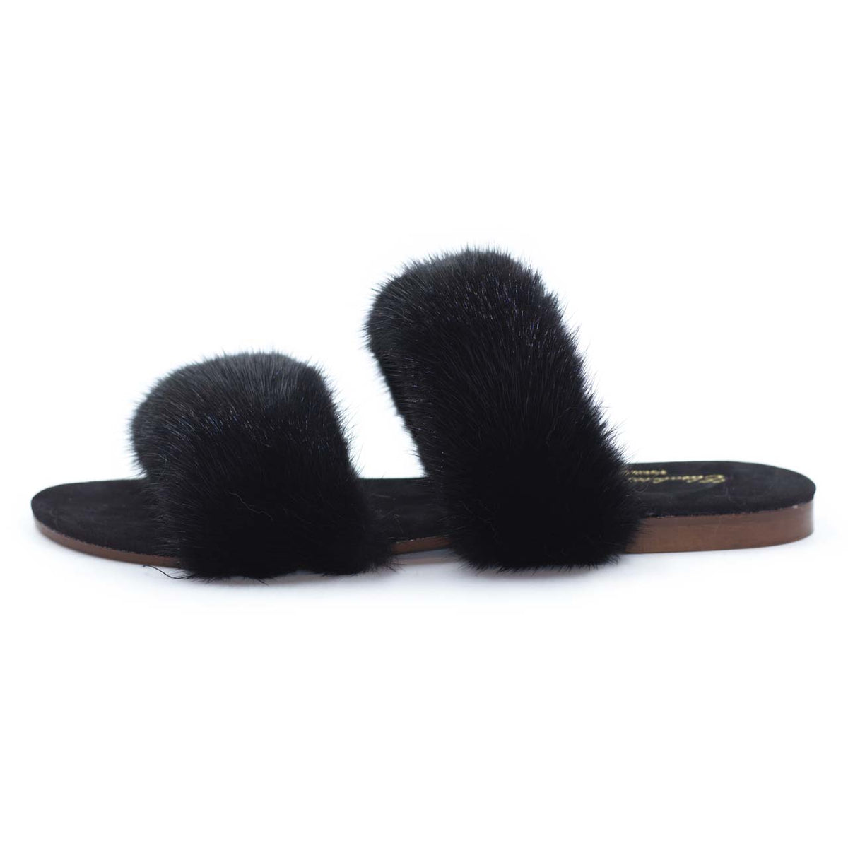 IBIZA - Slipper con doppia fascia in visone (Nero)