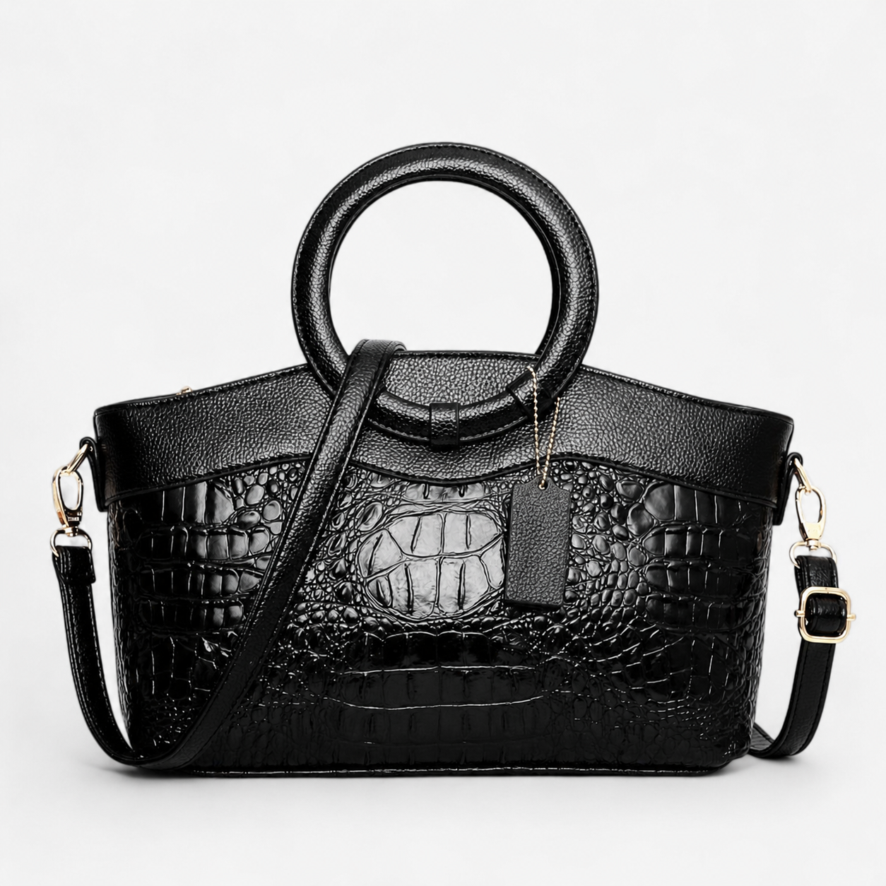 Borsa A Mano Multicolore Effetto Coccodrillo Donna — Bellagio, immagine 2