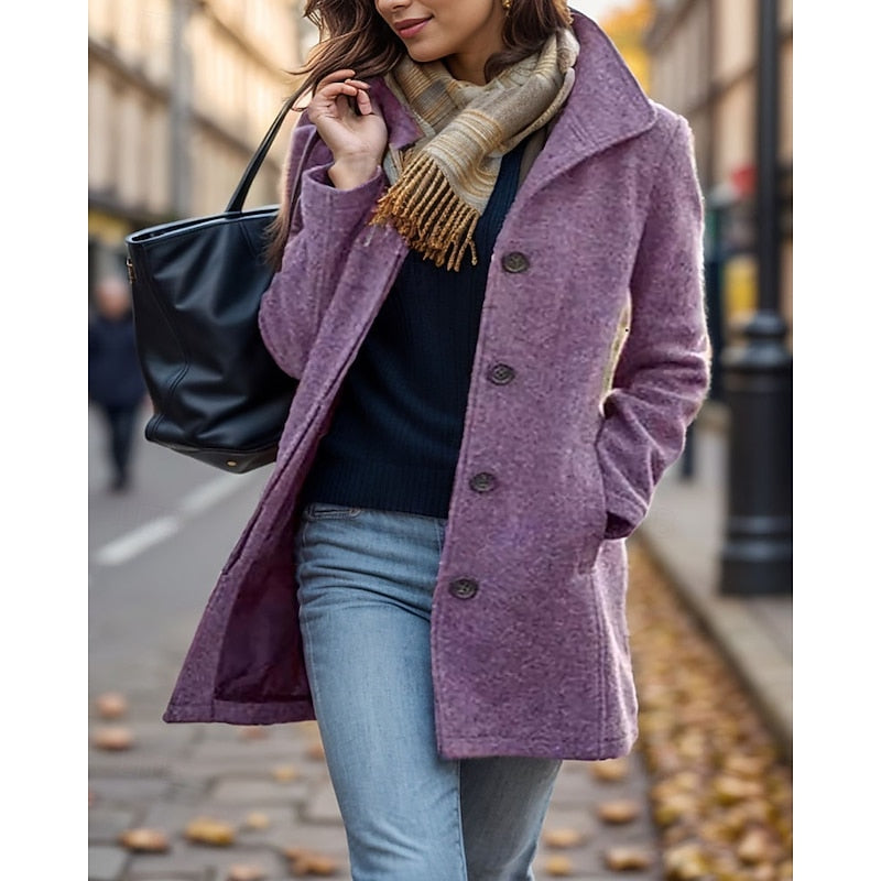 Cappotto Da Donna Con Revers, Bottoni E Tasche Frontali, immagine 1