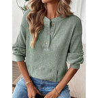 Maglia Henley A Coste Da Donna Con Collo A Bottoni E Tasche Frontali, immagine 3