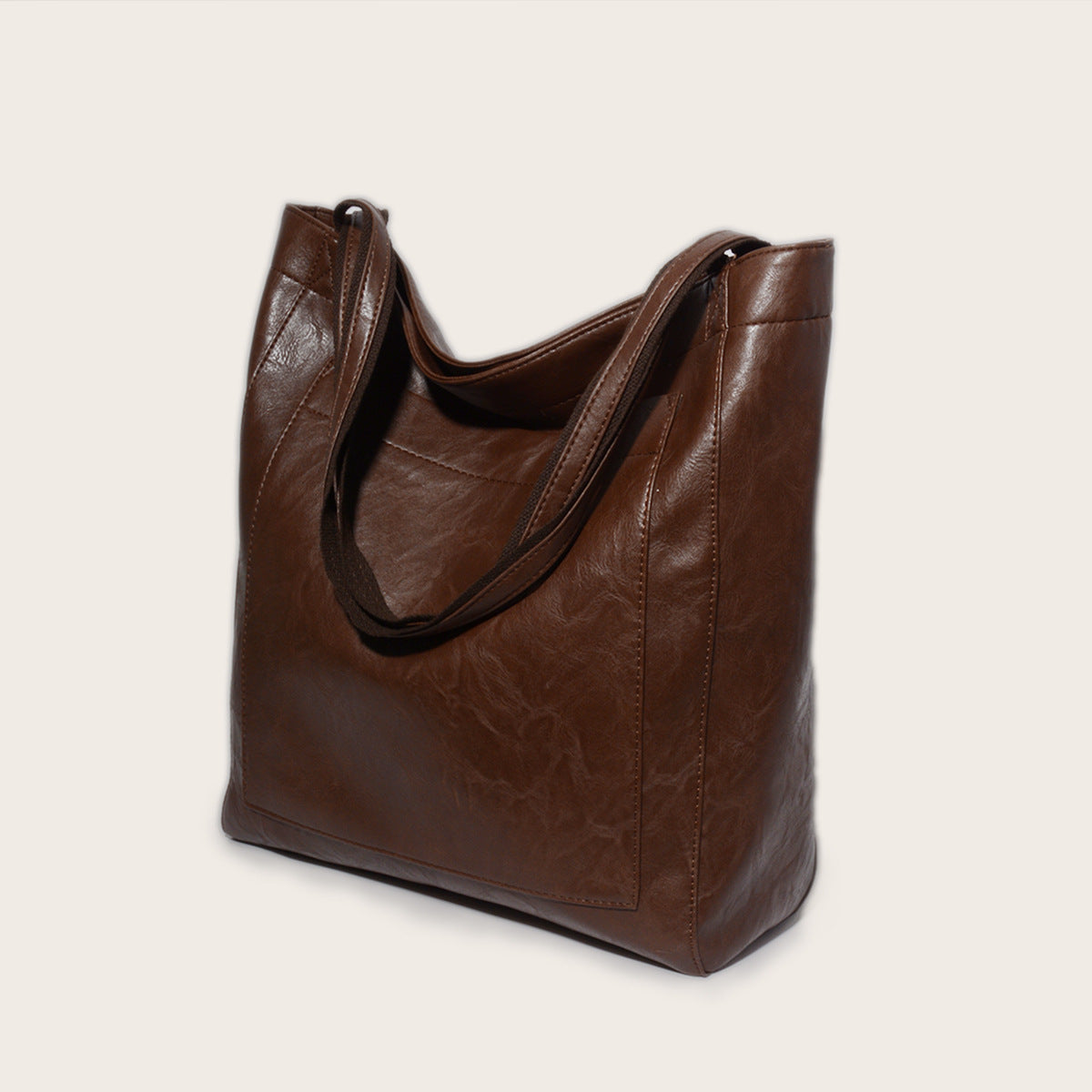 Borsa Tote Marrone Con Chiusura Donna — Matera, immagine 4