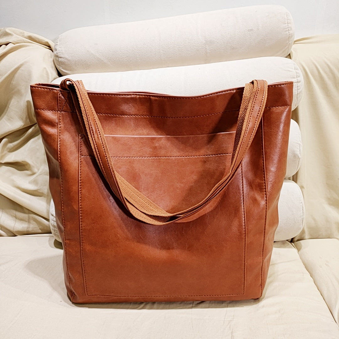Borsa Tote Marrone Con Chiusura Donna — Matera, immagine 1