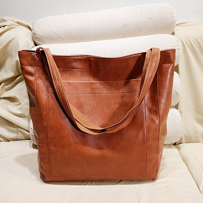 Borsa Tote Marrone Con Chiusura Donna — Matera, immagine 1