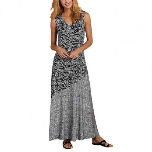 Abito Lungo Stampato Da Donna Con Scollo A V E Gonna Fluida, immagine 2